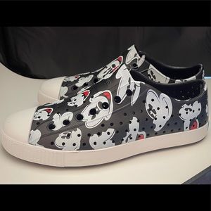 Native Black and White Mickey Mouse Slip Ons